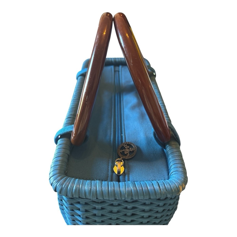 Handmade Blue Basket Purse Handbag PUTU J MacLear Vintage - Picture 5 of 12
